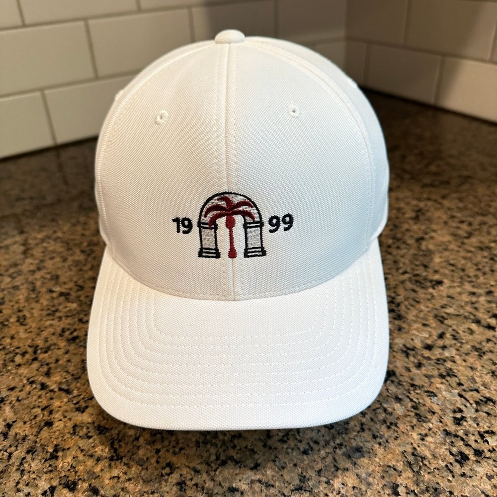 The Palms Golf Club Yupoong 110 Flexfit Tech White Adjustable Golf Hat Cap